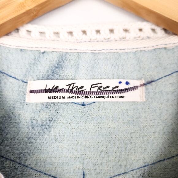 Free People We The Free True Blue Tie Dye Zip Up Crochet Jacket Medium - Picture 4 of 9